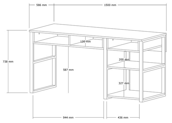 Masă PC Emiro (alb + auriu). 1089352