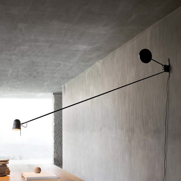 Luceplan Aplică LED Counterbalance negru, Negru, Camera de zi / sufragerie, Metal, Design