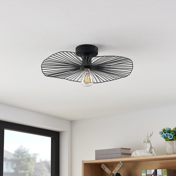 Plafoniere Lindby, Ruota, reglabil, Negru, Camera de zi, Metal, Modern
