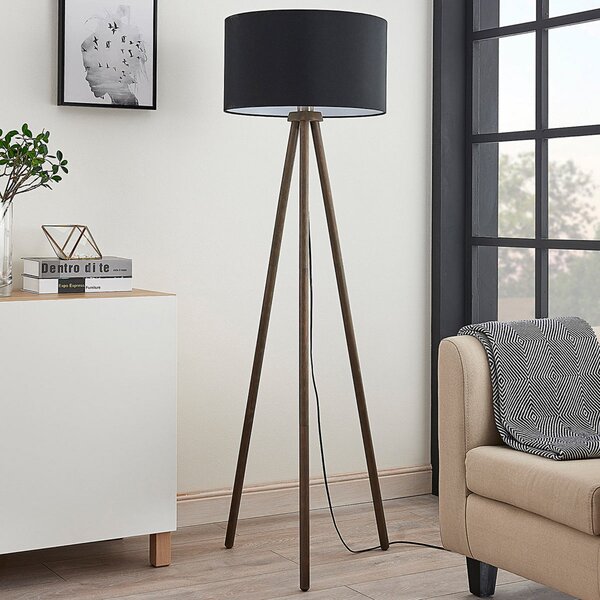 Lampadar Lindby, Majken, Negru, Camera de zi, Lemn, Scandinavă