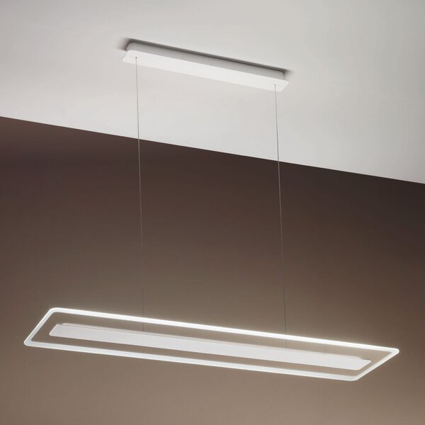 Linea Light Lampă susp. LED Antille, sticlă, unghiulară, alb, reglabil, Alb, Camera de zi / sufragerie, Sticlă, Modern