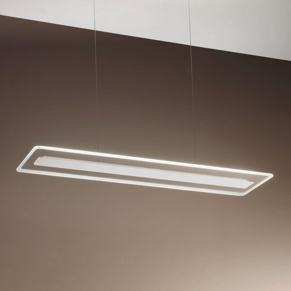 Linea Light Lampă susp. LED Antille, sticlă, unghiulară, alb, reglabil, Alb, Camera de zi / sufragerie, Sticlă, Modern