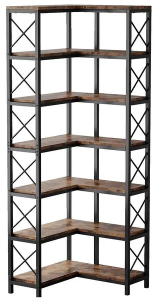 Biblioteca pentru colt din metal si pal melaminat 200x60x60x24 cm