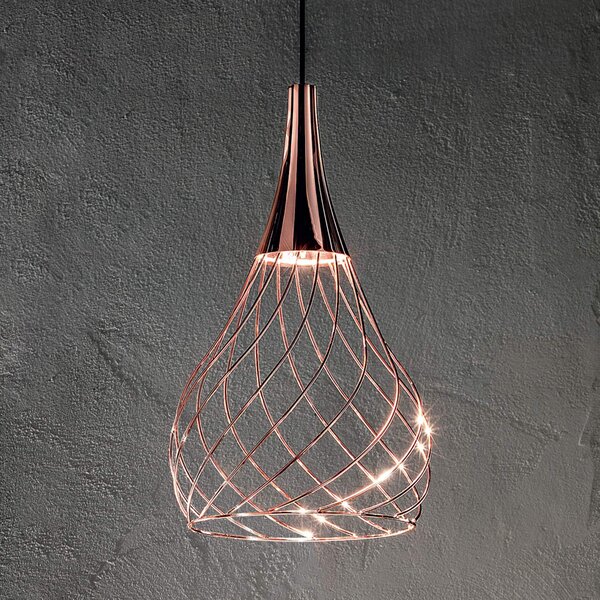 Stilnovo Lampă suspendată LED funcțională cu Mongolfier_P1, reglabil, Cupru, Camera de zi / sufragerie, Metal, Design