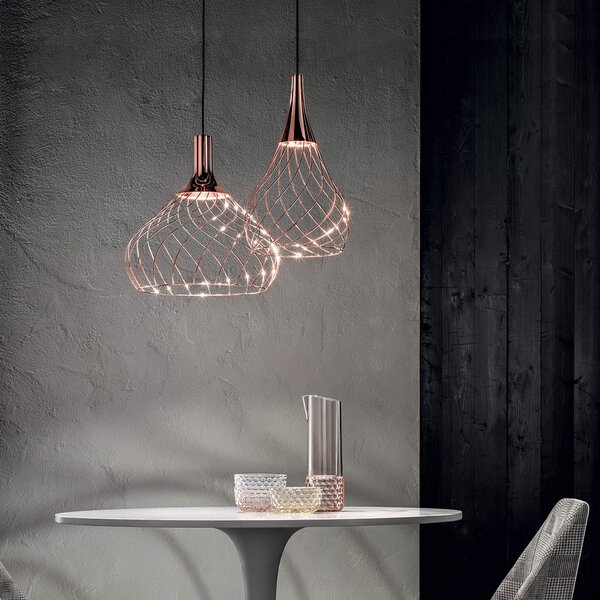 Stilnovo Lampă suspendată LED funcțională cu Mongolfier_P1, reglabil, Cupru, Camera de zi / sufragerie, Metal, Design