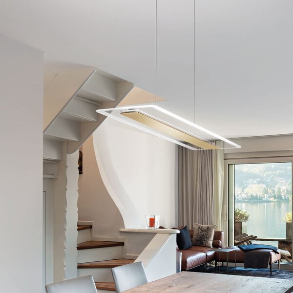 Linea Light Lampă susp. LED Antille, sticlă, unghiulară, auriu, reglabil, Auriu / Alamă, Camera de zi / sufragerie, Sticlă, Modern