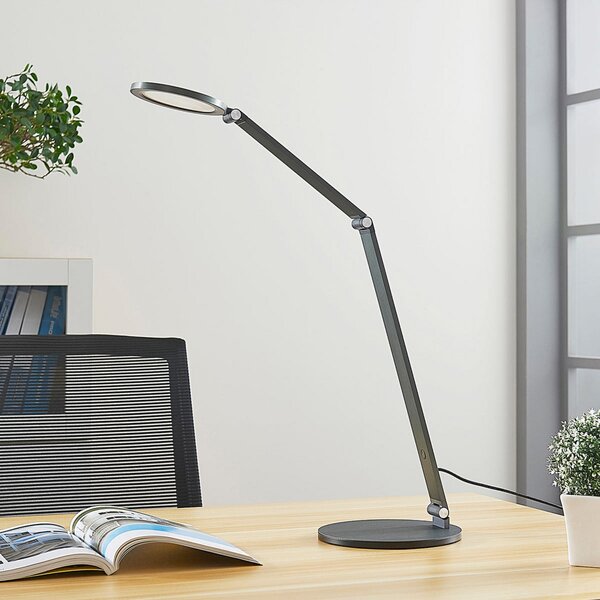 Lampă de masă Lucande, Mion, reglabil, Gri, Studiu / Birou, Metal, Modern