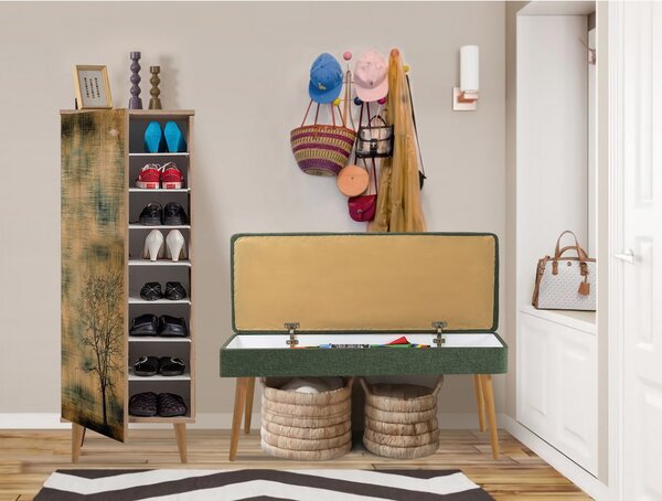Mobilier pentru hol Feliz 501 (Stejar sonoma + Verde). 1089408