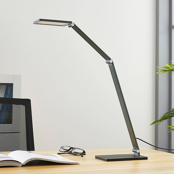 Lampă de masă Lucande, Mion, reglabil, Gri, Studiu / Birou, Metal, Modern