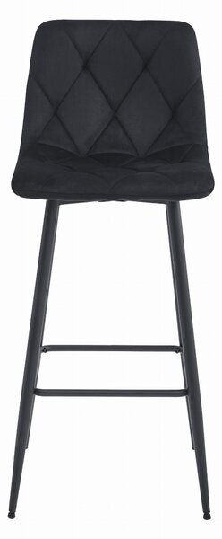 Scaun de bar negru NADO VELVET cu picioare negre