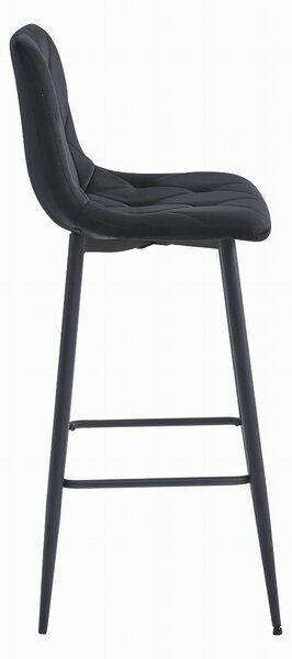 Scaun de bar negru NADO VELVET cu picioare negre
