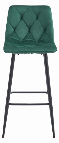 Scaun de bar verde inchis NADO VELVET cu picioare negre