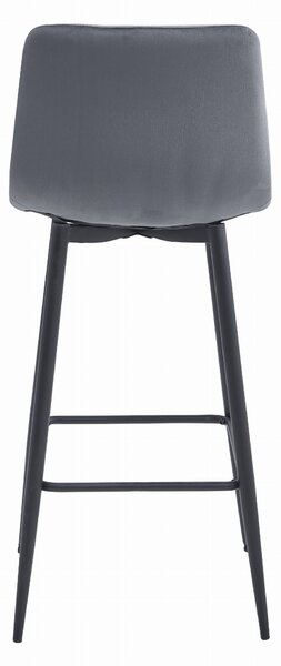 Scaun de bar gri inchis NADO VELVET cu picioare negre