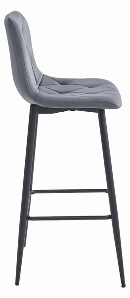 Scaun de bar gri inchis NADO VELVET cu picioare negre