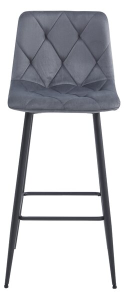Scaun de bar gri inchis NADO VELVET cu picioare negre