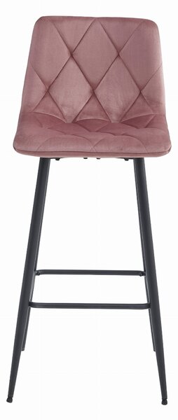 Scaun de bar roz inchis NADO VELVET cu picioare negre