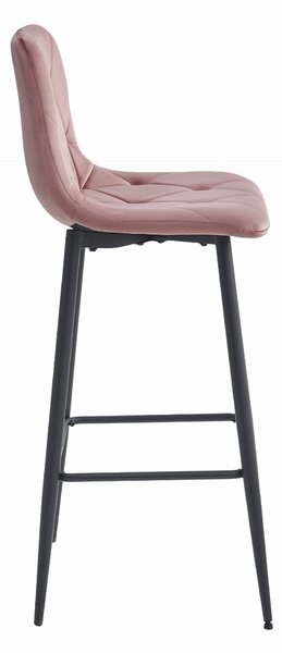 Scaun de bar roz inchis NADO VELVET cu picioare negre