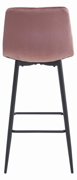 Scaun de bar roz inchis NADO VELVET cu picioare negre