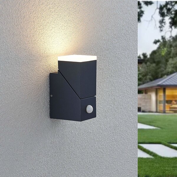 Lampă de Exterior Lindby, Sally, Negru, Balcon, Aluminiu, Modern