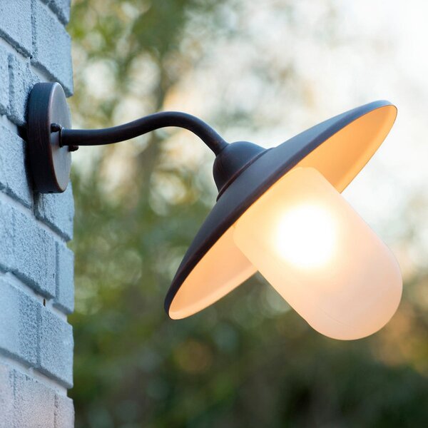 Lucide Aruba aplică exterior, Ø 30 cm, brun-ruginiu, reglabil, Maro / Rugină, Metal, Casă de țară / Rustic