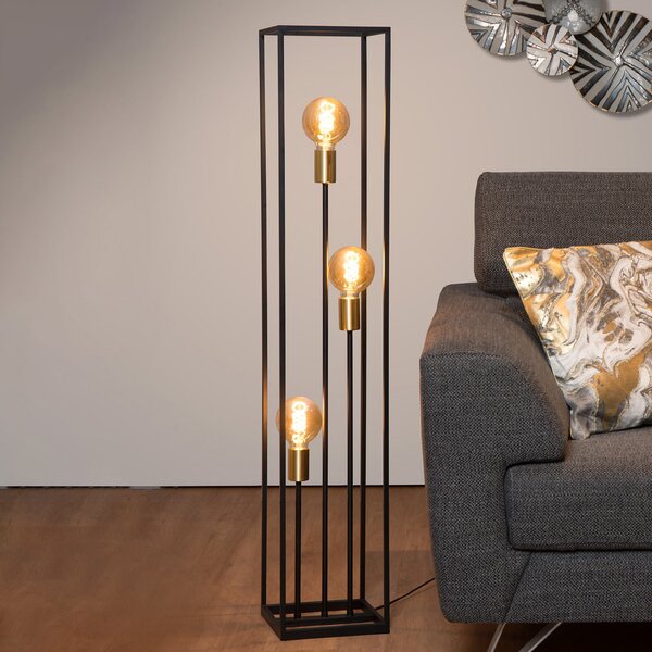 Lucide Lampă de podea Ruben, negru, cu trei lămpi, Negru, Camera de zi / sufragerie, Metal, Modern