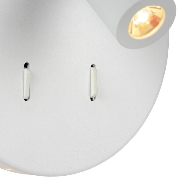 Lucide Aplică de perete cu LED Bentjer 2 surse lumină alb, Alb, dormitor, Metal, Modern