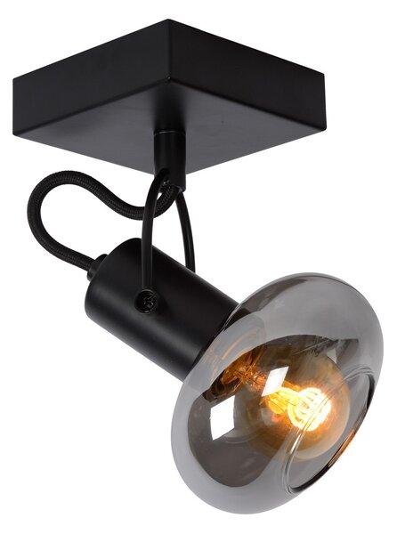 Lucide Spot de tavan Madee negru/fum, cu flacără simplă, reglabil, Negru, Camera de zi / sufragerie, Sticlă, Modern
