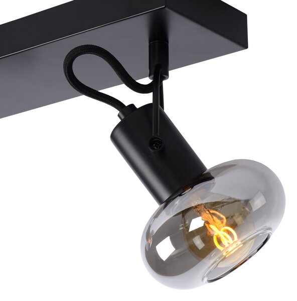 Lucide Spot de tavan Madee, negru/fum, cu două arzătoare, reglabil, Negru, Camera de zi / sufragerie, Metal, Modern