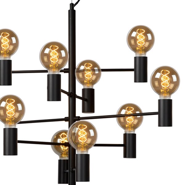 Lucide Lampă suspendată Leanne, negru, 10 becuri, reglabil, Negru, Camera de zi / sufragerie, Metal, Modern