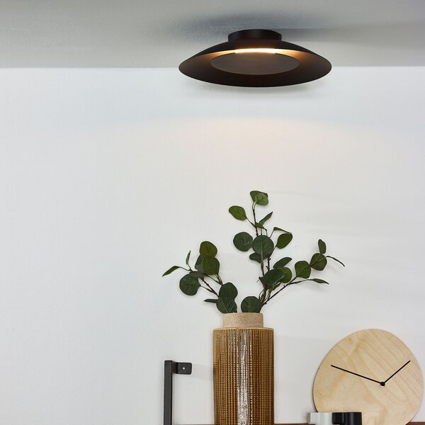 Lucide Plafonieră cu LED Foskal în negru, Ø 34,5 cm, Negru, Camera de zi / sufragerie, Metal, Modern