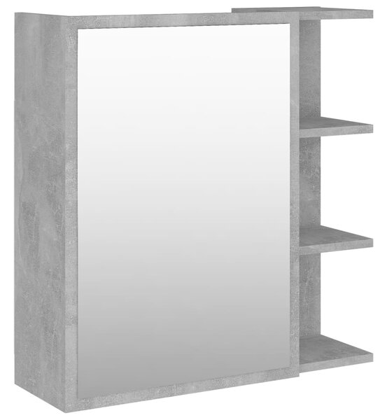 Dulap de baie cu oglindă, gri beton, 62,5 x 20,5 x 64 cm, PAL