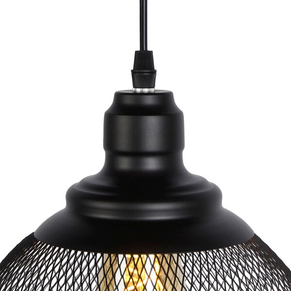 Lucide Suspensie cu ochiuri, o singură lumină, negru, Ø 22 cm, reglabil, Negru, Camera de zi / sufragerie, Metal, Vintage
