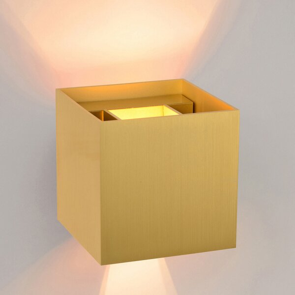 Lucide Aplică de perete cu LED Xio, unghiulară, aurie, reglabil, Auriu / Alamă, Hol, Metal, Modern