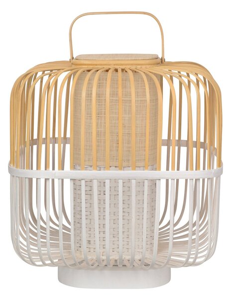 Lampă de masă Forestier, Bamboo Square M, Alb, Camera de zi, Bamboo, Design