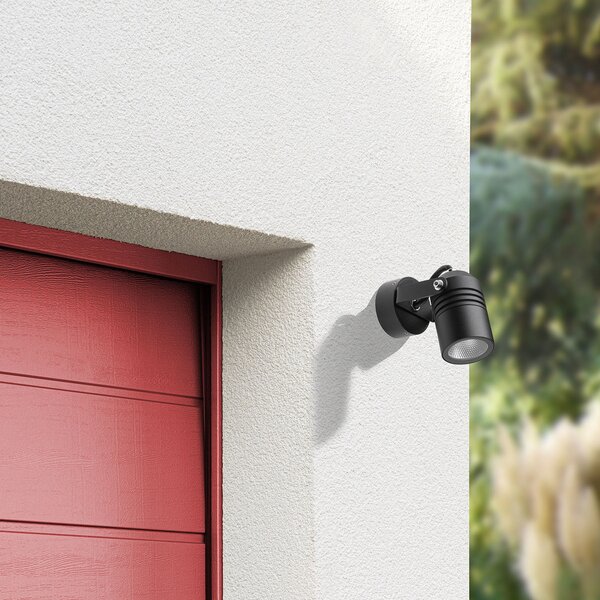 LCD Proiector LED perete exterior 5019, negru, IP54, Negru, Metal, Modern, Perete rotund