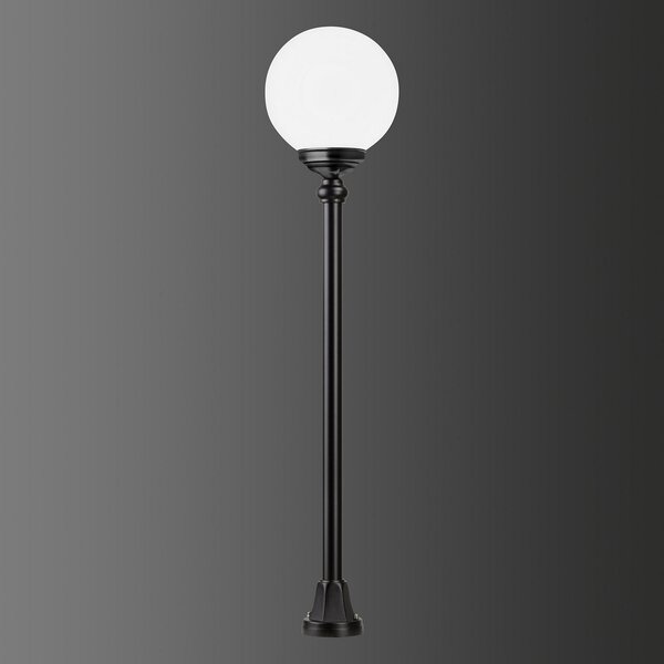 LCD Lampă de trotuar 1142 cu abajur sferic, negru/alb, Negru, Metal, Antichitate, glob