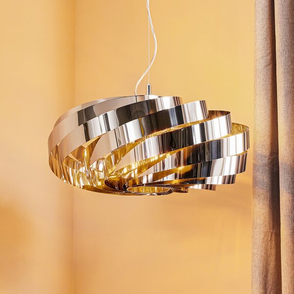 Domiluce Lampă suspendată Vento, crom-nichel, Ø 60 cm, metal, reglabil, Metalic, Camera de zi / sufragerie, Metal, Modern