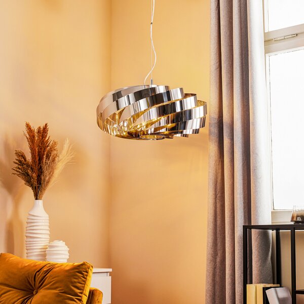 Domiluce Lampă suspendată Vento, crom-nichel, Ø 60 cm, metal, reglabil, Metalic, Camera de zi / sufragerie, Metal, Modern