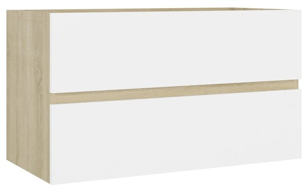 Dulap de chiuvetă, alb și stejar Sonoma, 80x38,5x45 cm, PAL