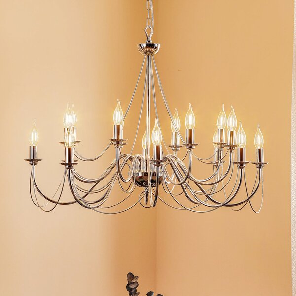 Domiluce Candelabru retro, 16 brațe, crom, reglabil, Metalic, Camera de zi / sufragerie, Metal
