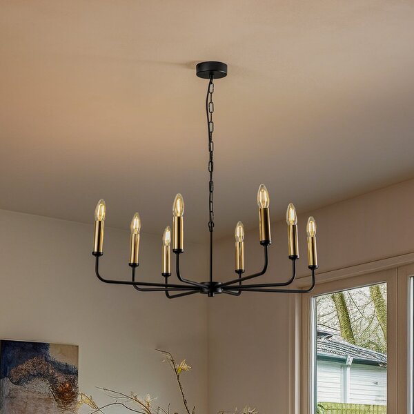 Domiluce Candelabru Ampli, negru/auriu, 8 becuri, reglabil, Negru, Camera de zi / sufragerie, Metal, Modern