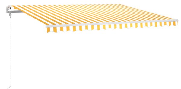 Copertină automată cu senzor vânt & LED, galben&alb, 400x300 cm