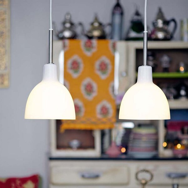 Louis Poulsen Toldbod lampă suspendată 15,5 cm, reglabil, Alb, Camera de zi / sufragerie, Sticlă, Design