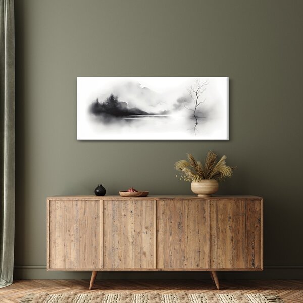 Tablou - pictură cu cerneală de peisaj (120x50 cm)