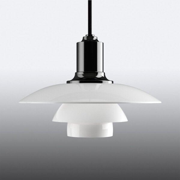 Louis Poulsen PH 2/1 lampă suspendată sticlă negru, reglabil, Alb, Camera de zi / sufragerie, Sticlă, Design