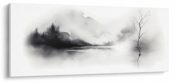 Tablou - pictură cu cerneală de peisaj (120x50 cm)