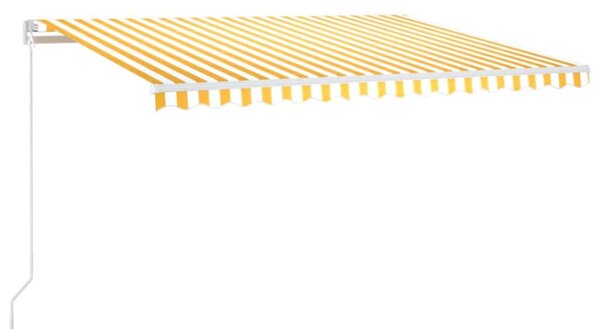 Copertină retractabilă manual, galben și alb, 450x300 cm