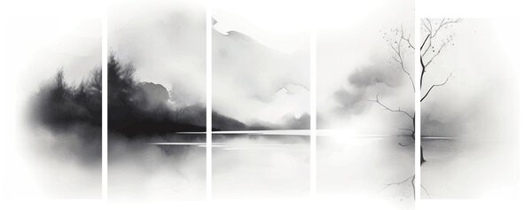 Tablou - pictură cu cerneală de peisaj (150x105 cm)