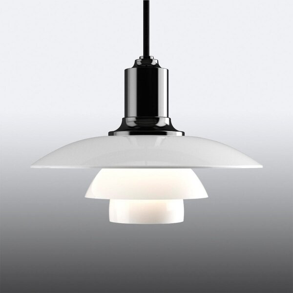 Louis Poulsen PH 2/1 lampă suspendată sticlă negru, reglabil, Alb, Camera de zi / sufragerie, Sticlă, Design