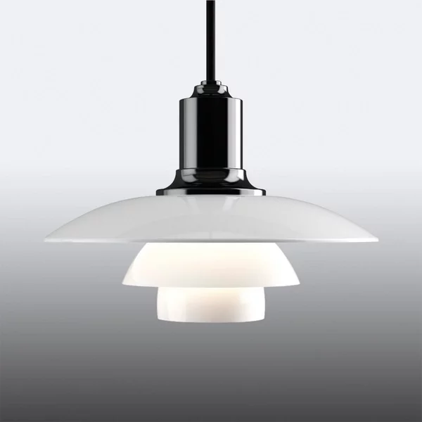Louis Poulsen PH 2/1 lampă suspendată sticlă negru, reglabil, Alb, Camera de zi / sufragerie, Sticlă, Design